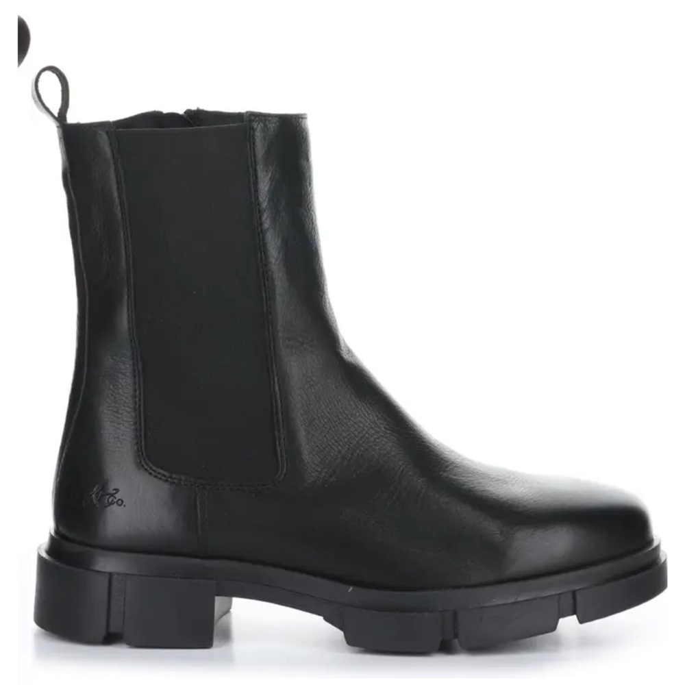 Bos. & Co. Black Leather lug sole Chelsea Boot
